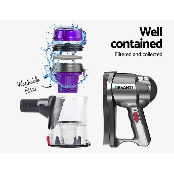 Devanti Corded Handheld Bagless Vacuum Cleaner - Purple and Silver - Devanti