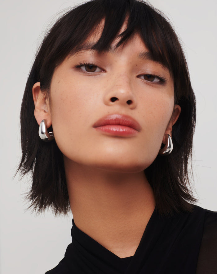 Dome Medium Hoop Earrings | Silver Plated Earrings Missoma