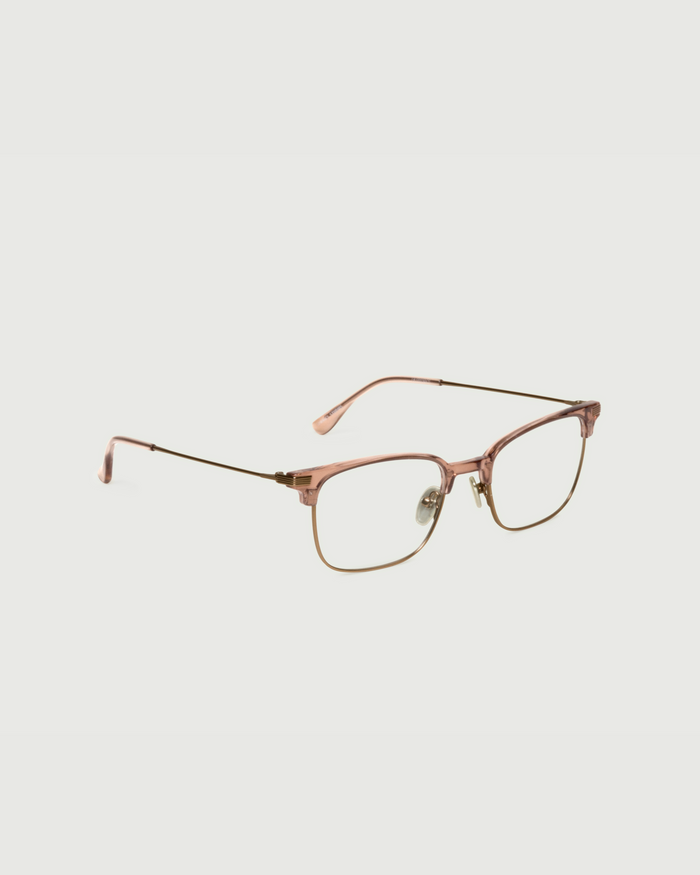 Almond::Drew Eyeglasses Square Brown plant-based plastic front diagonal