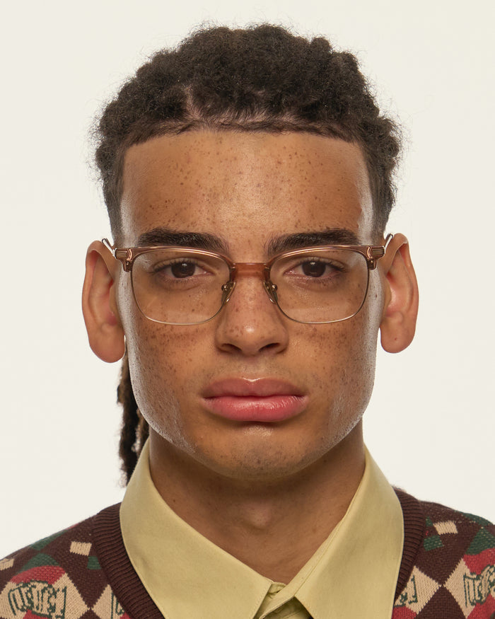 Almond::Drew Eyeglasses Square Brown plant-based plastic mobile full image