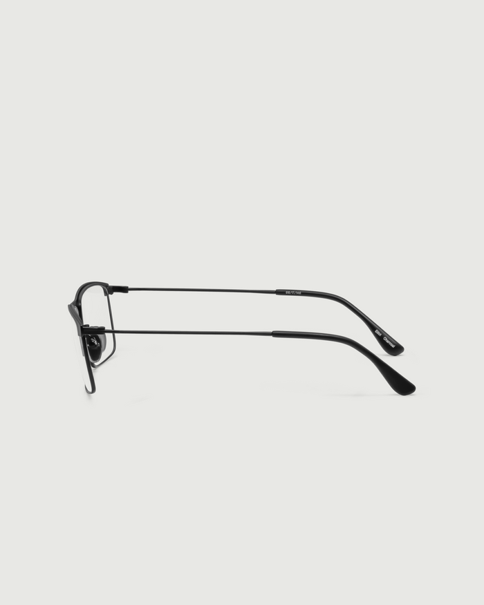 Charcoal::Elliot Eyeglasses Rectangle Black metal side
