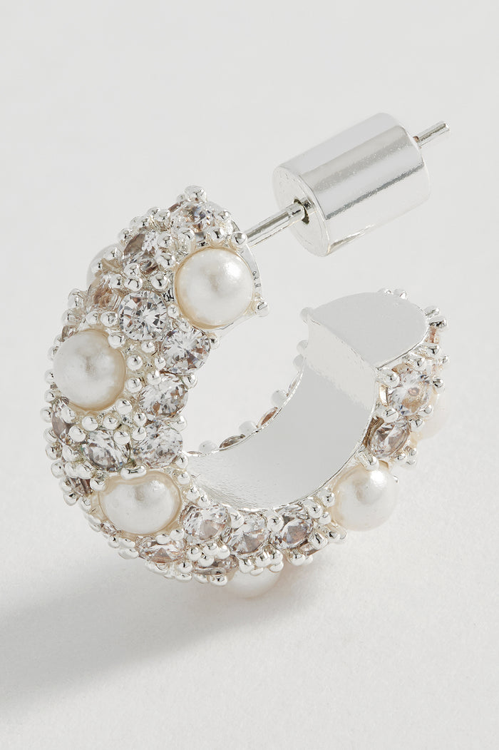 Embellished Pearl and CZ Hoops