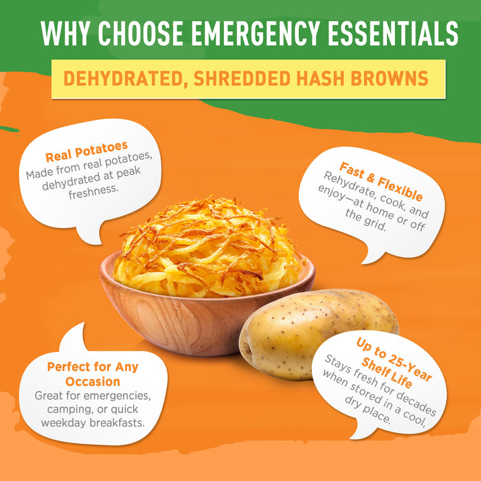 Shredded hash browns in a bowl