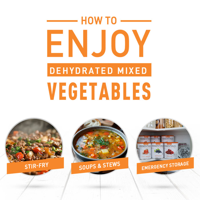Instructions on how to enjoy dehydrated mixed vegetables