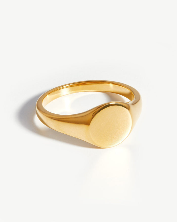 Engravable Round Signet Ring | 18ct Gold Plated Vermeil Rings Missoma