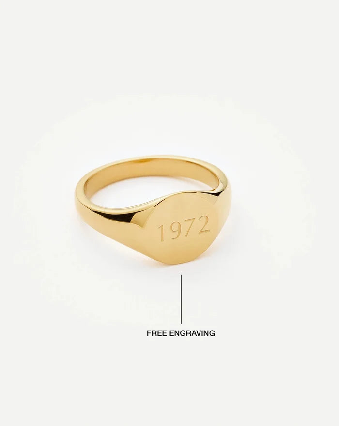 Engravable Round Signet Ring | 18k Gold Vermeil Rings Missoma