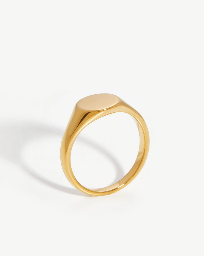 Engravable Round Signet Ring | 18ct Gold Plated Vermeil Rings Missoma