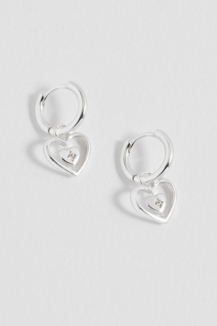 Enveloped CZ Heart Huggie Hoops