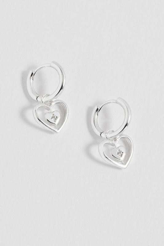 Enveloped CZ Heart Huggie Hoops