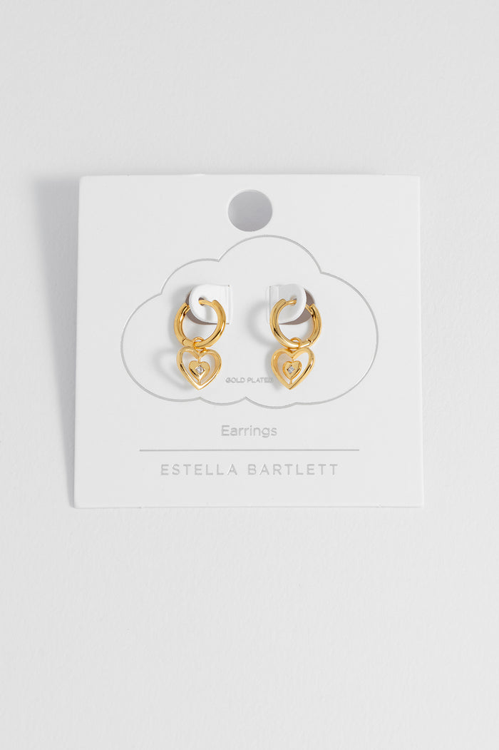Enveloped CZ Heart Huggie Hoops