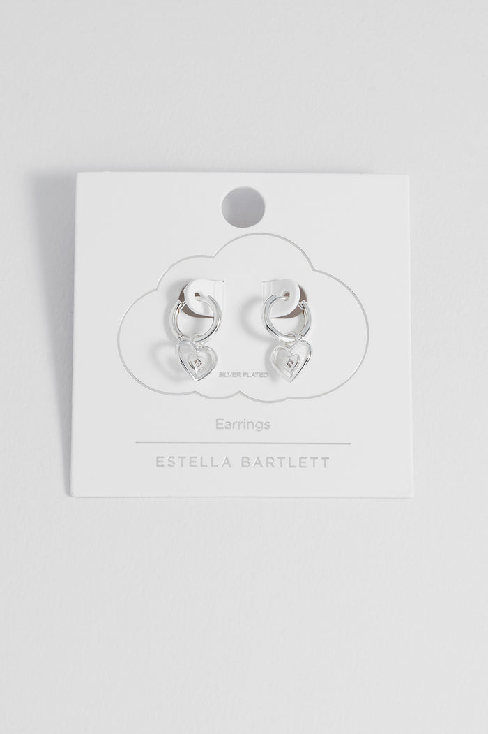 Enveloped CZ Heart Huggie Hoops