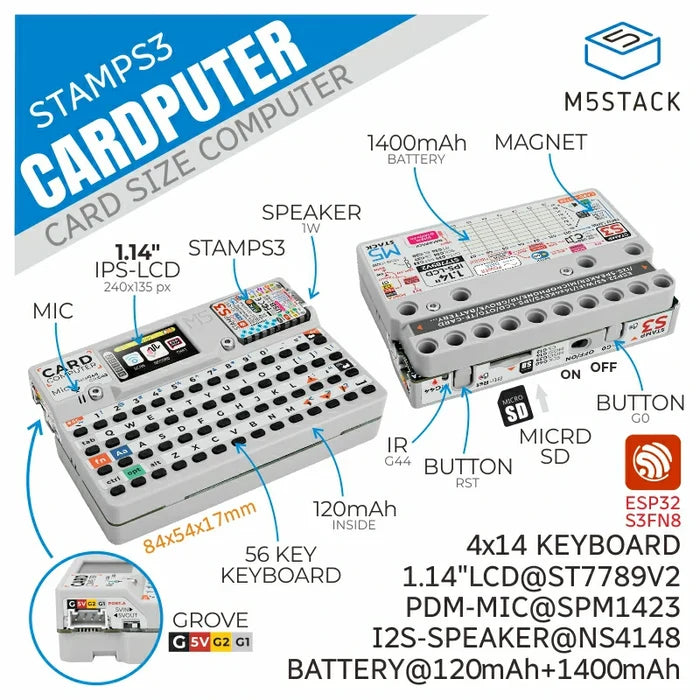 [EOL] M5Stack Cardputer Kit w/ M5StampS3 - m5stack-store