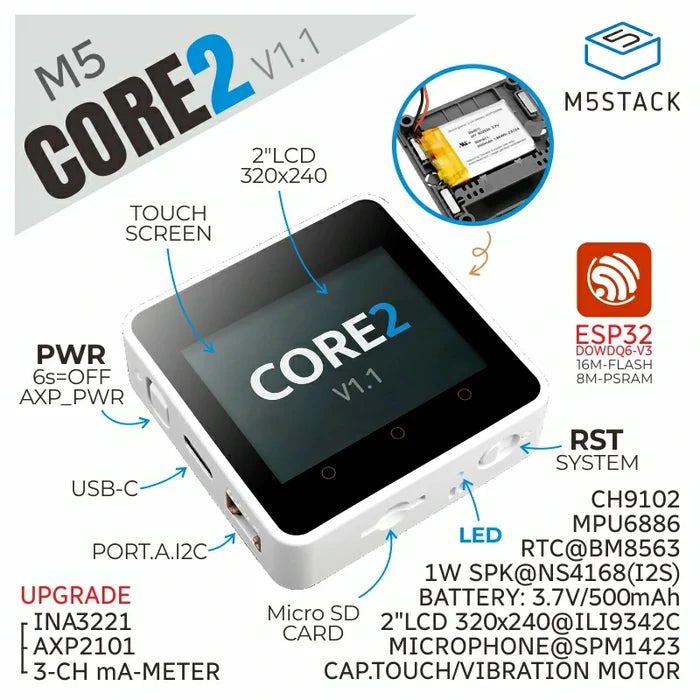M5Stack Core2 ESP32 IoT Development Kit V1.1 - m5stack-store
