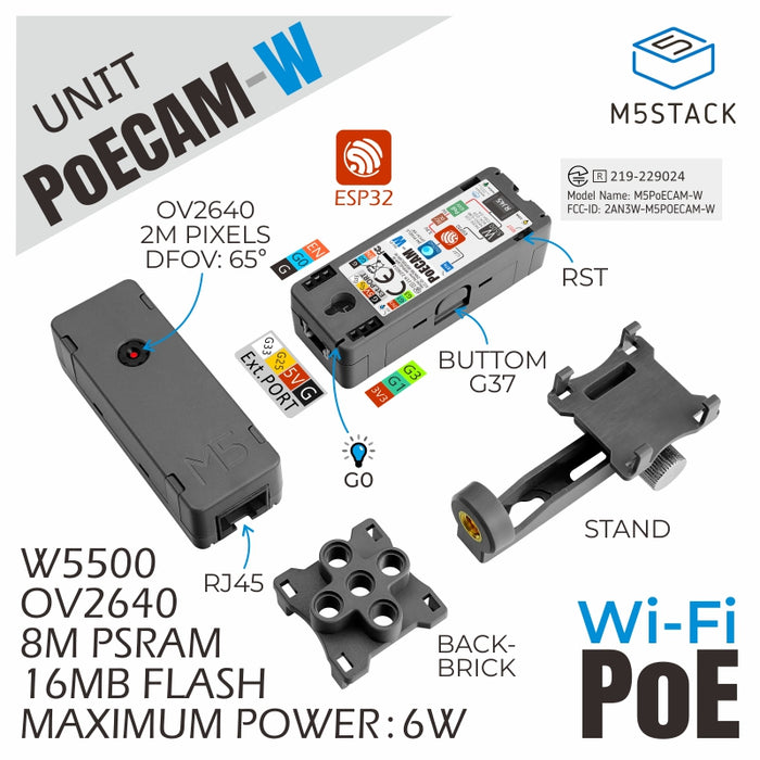 M5Stack PoE Camera with Wi-Fi (OV2640) - m5stack-store