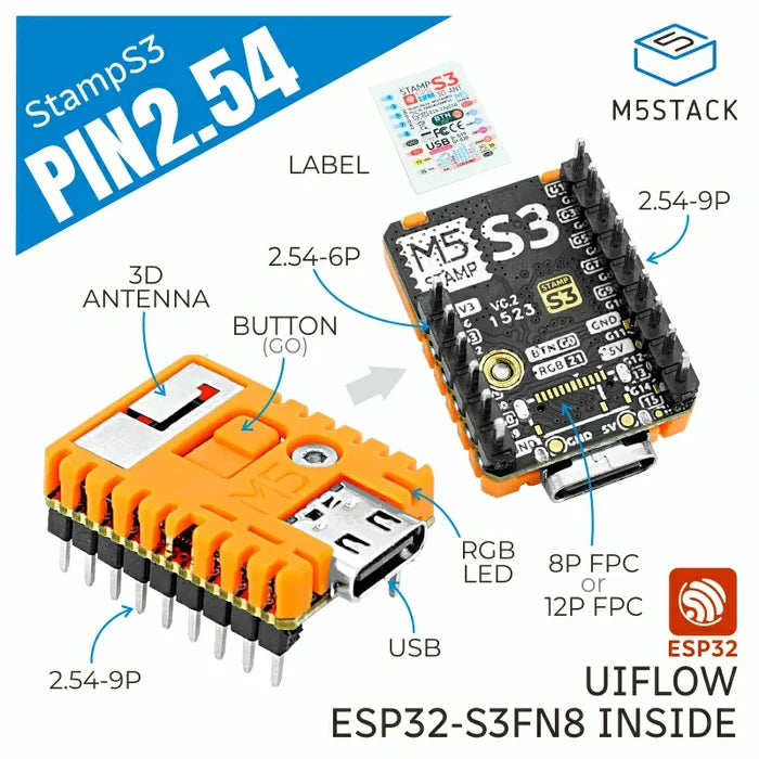 [EOL] M5StampS3 with 2.54 Header Pin