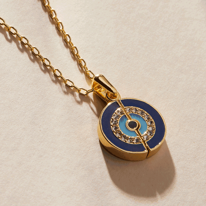Evil Eye 'Positive Vibes' Mantra Necklace