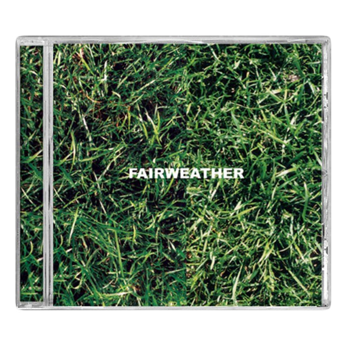 A CD case from Fairweather featuring their album, produced by J. Robbins, with a green grass cover and FAIRWEATHER in bold white capital letters centered on the front.