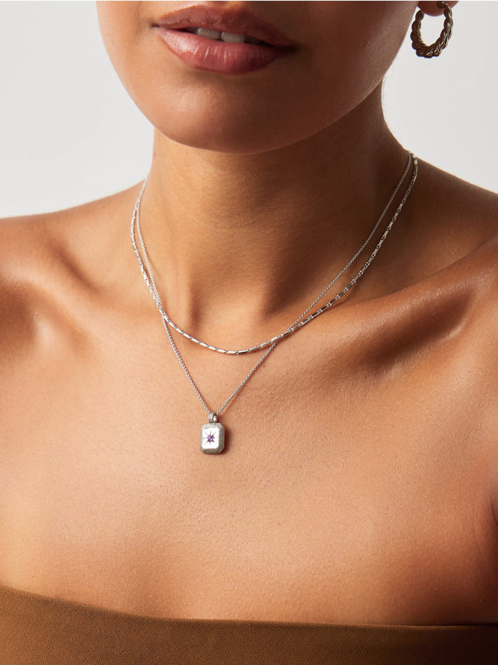 Star Ridge Birthstone Pendant Necklace - Amethyst/February Necklaces Missoma