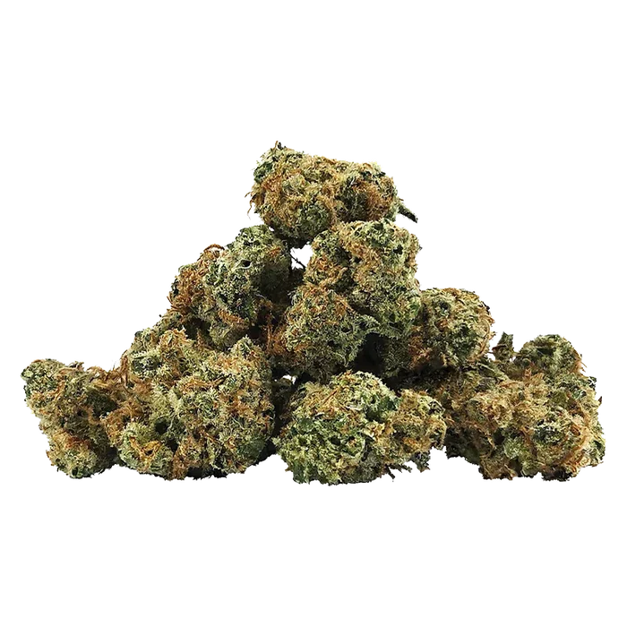Pile of green and amber buds photographed from the front against a white background, labeled Fortune Cookies Smalls.