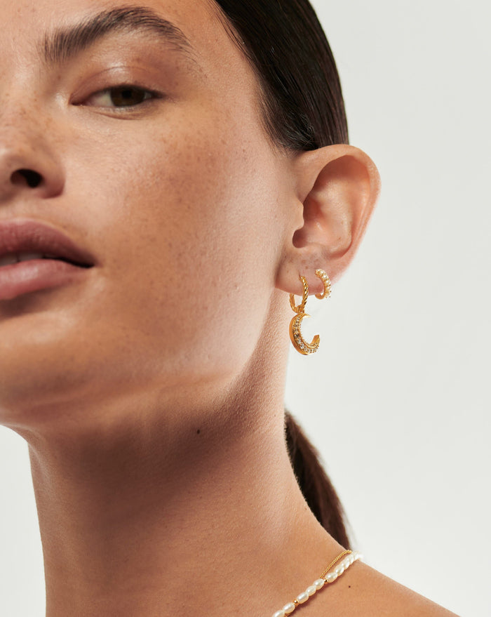 Gemstone Huggies | 18ct Gold Plated Vermeil/Pearl Earrings Missoma