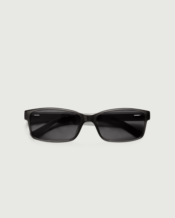 Heron::Gene Wide Sunglasses rectangle black recycled polyester top