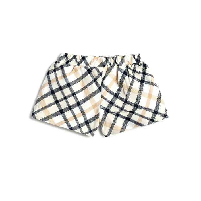 Girls Beige Checked Shorts