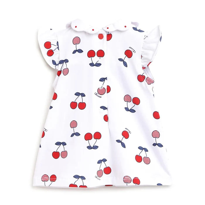 Girls Cherry Printed Dress with Shorts