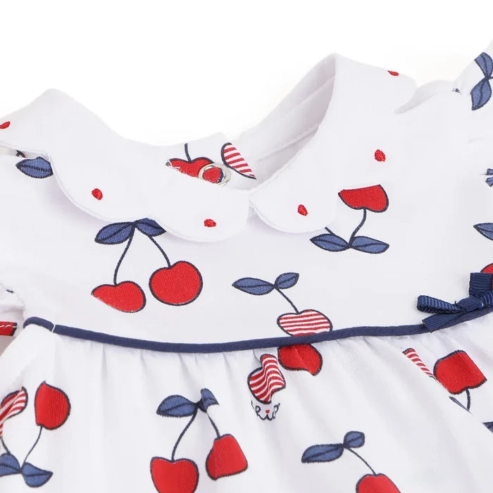 Girls Cherry Printed Dress with Shorts