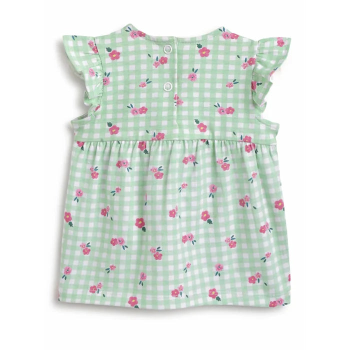 Girls Green Printed Top With Shorts