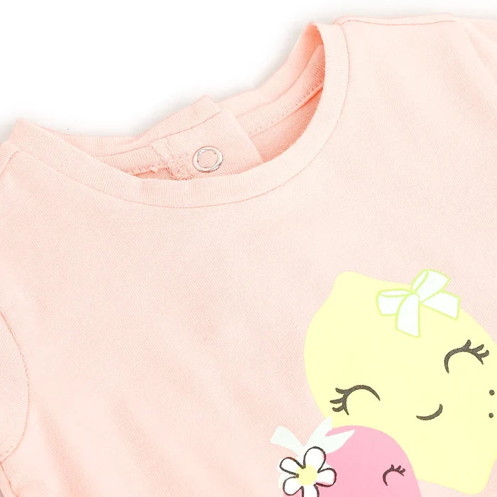 Girls Peach Graphic Printed Top