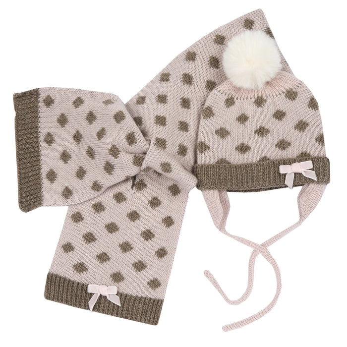 Girls Pink Cap with Scarf