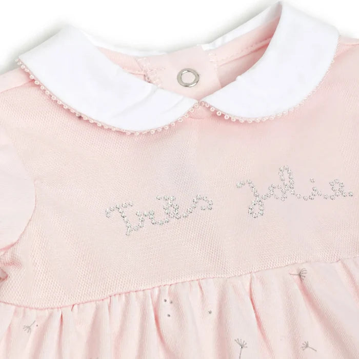 Girls Pink Floral Printed Dress With Shorts