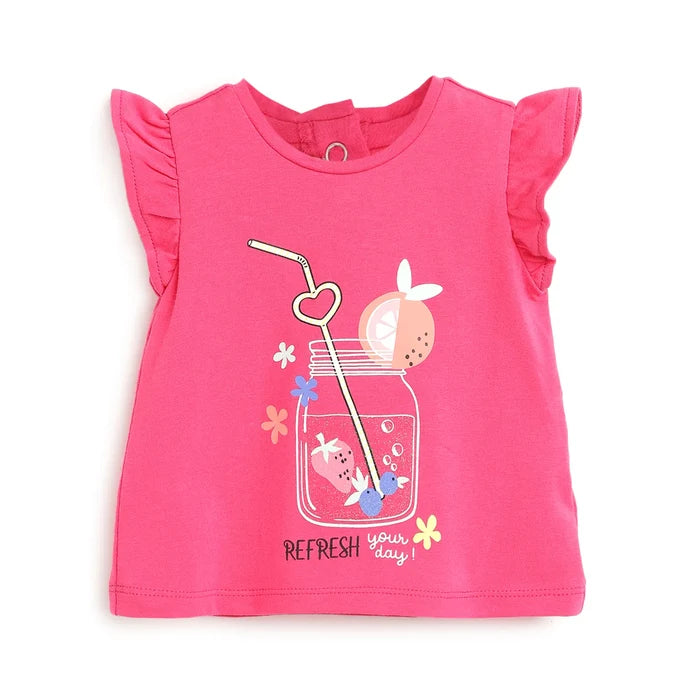 Girls Pink Graphic Printed Top