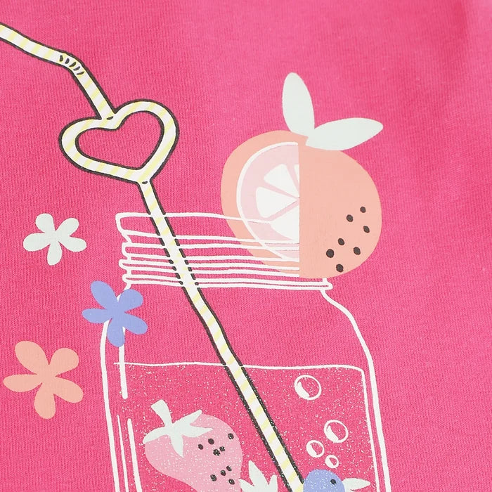 Girls Pink Graphic Printed Top