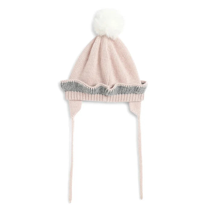 Girls Pink Woollen Hat with Scarf