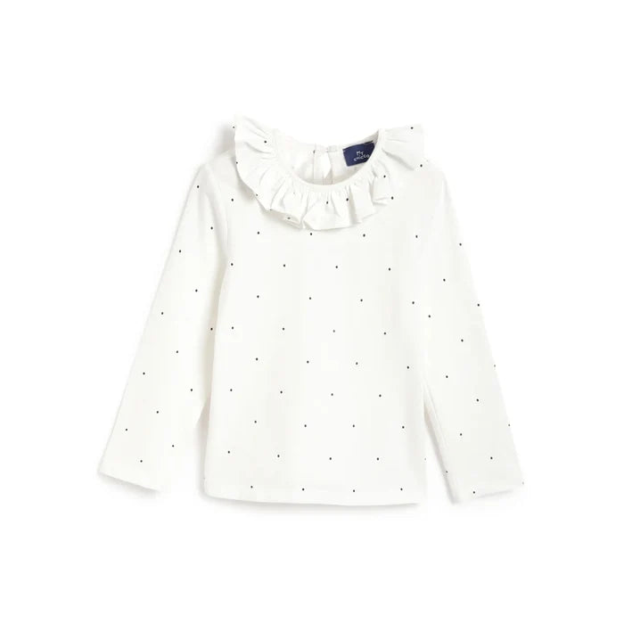Girls White and Blue Printed T-Shirt