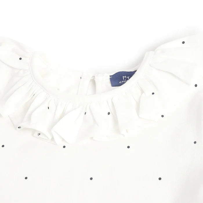 Girls White and Blue Printed T-Shirt