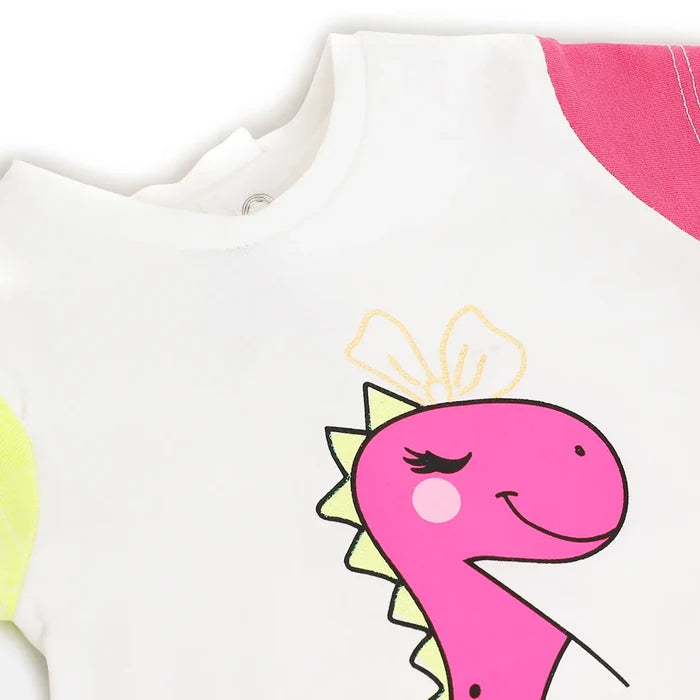 Girls White Printed T-shirt
