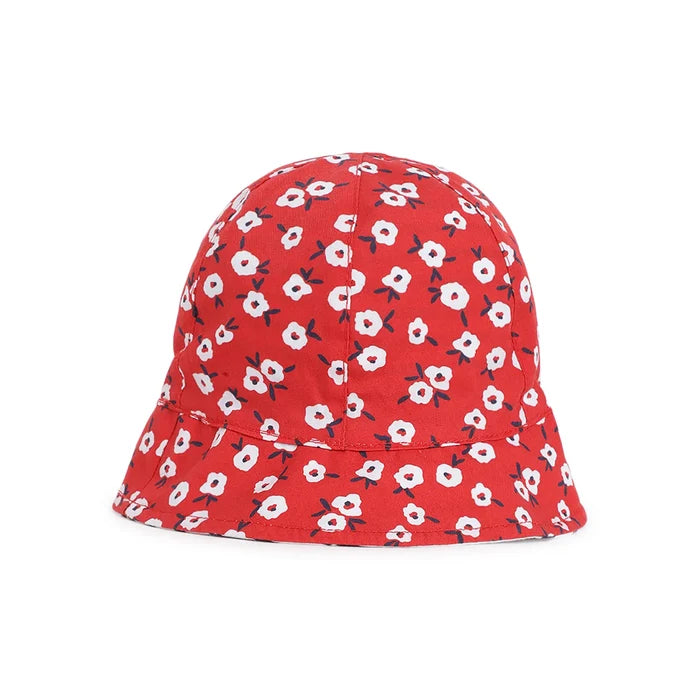 Girls White Striped Reversible Hat