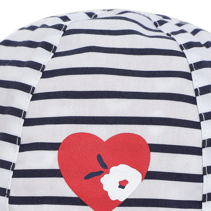 Girls White Striped Reversible Hat