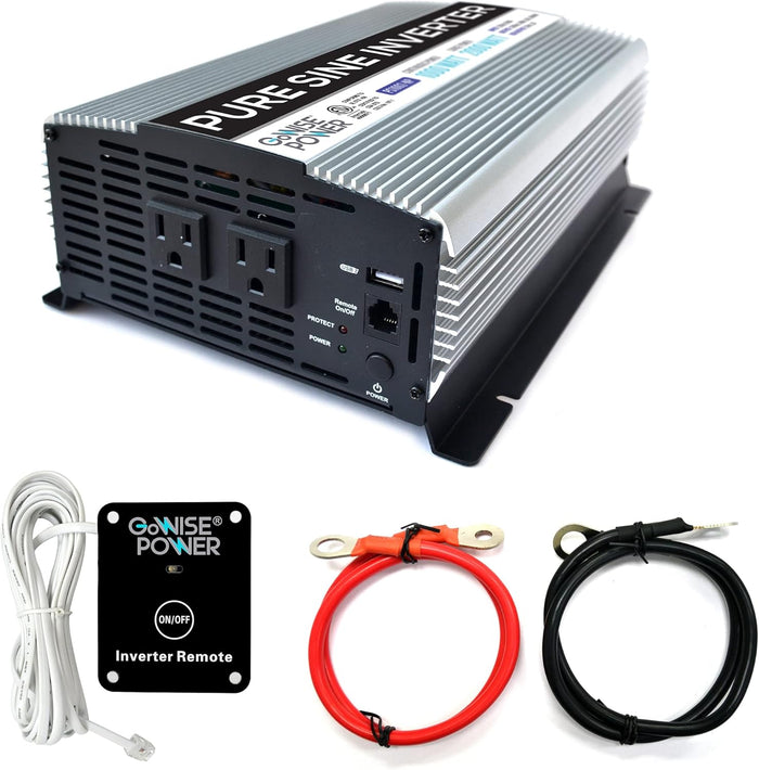 GoWISE Power 1000W Pure Sine Wave Inverter 12V DC to 120V AC PS1002NP