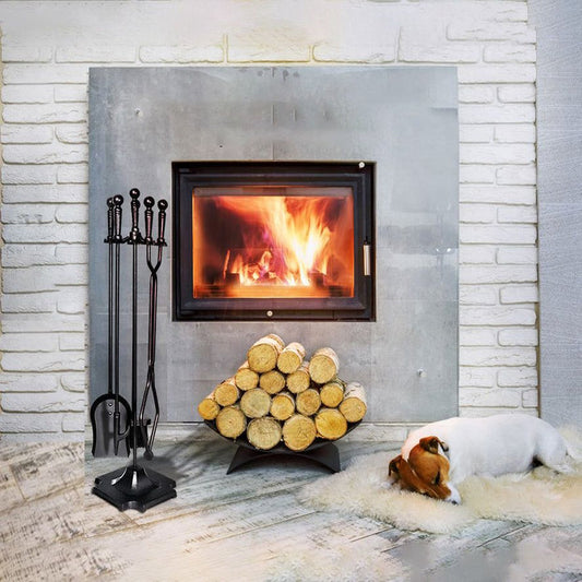 Grillz Fireplace Tool Set Fire Place Tools Poker Brush Shovel Stand Tongs -Home Living Store - -