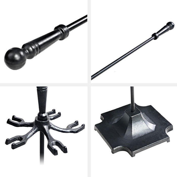 Grillz Fireplace Tool Set Fire Place Tools Poker Brush Shovel Stand Tongs -Home Living Store - -