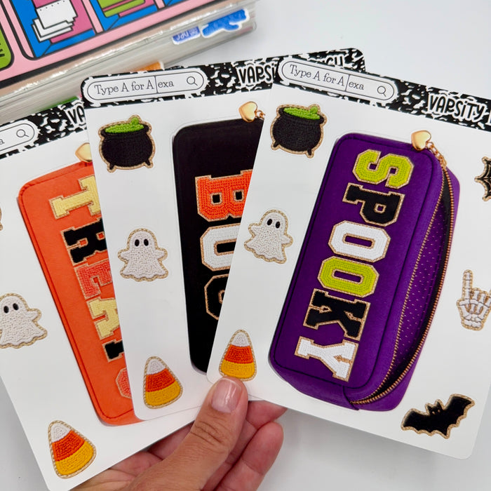 Halloween Varsity Pouch Jumbo Journaling Sticker Pocket