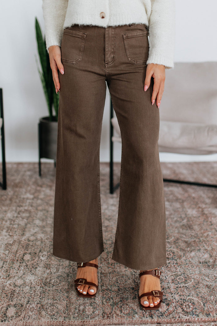 Hannah Wide Leg Pants - Cocoa