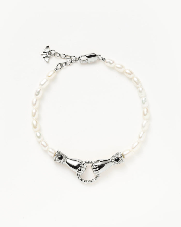 Harris Reed In Good Hands Pearl Bracelet | Silver Plated/Pearl & Black Onyx Bracelets Missoma