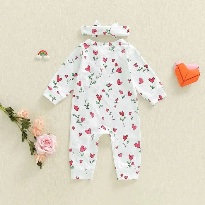 HEART FLOWERS Ruffle Jumpsuit