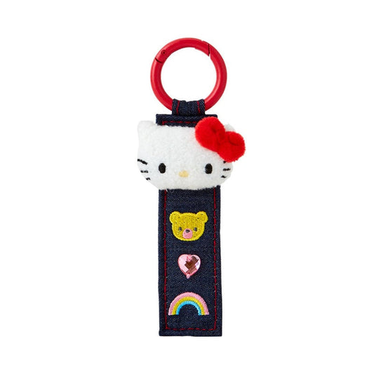 Hello Kitty Logo Keychain (Denim Patch Series) Accessory Japan Original