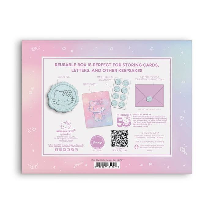 Hello Kitty x Studio Oh! 50th Anniversary 25-Pc Note Cards & Wax Seals Set Stationery Orange Circle