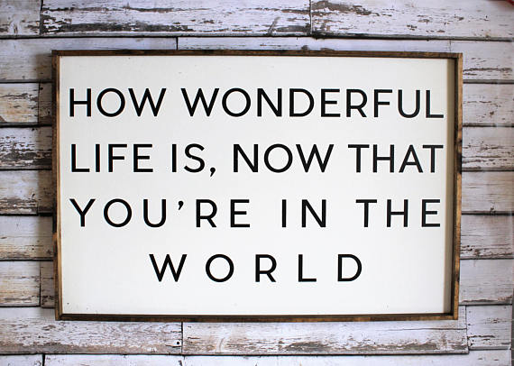 How Wonderful That You're in the World Sign